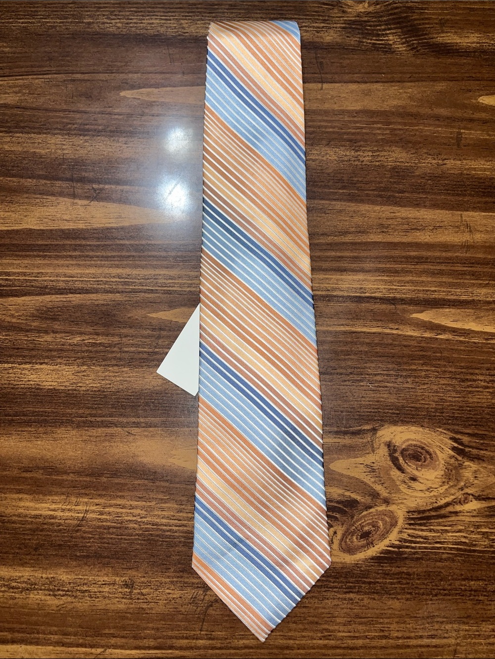 NWT Von Maur Men's Striped Silk Tie in Peach and Light Blue